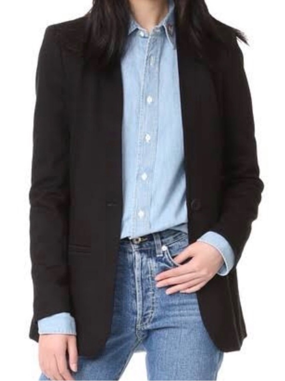 Madewell Tribune collarless Blazer Black 0 workwear business casual Corpcore